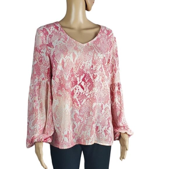 Cabi Pink & White Snake Print Blouse - Picture 2 of 4